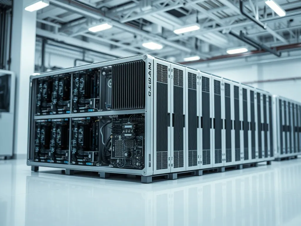Industrial high-tech AI processing unit with metallic casing